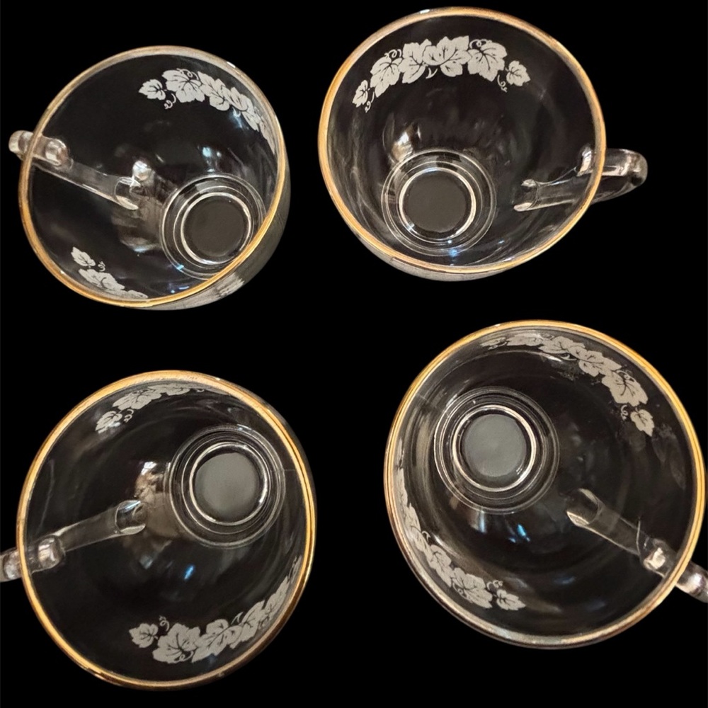 Vintage Anchor Hocking Maple Leaf  Glass Punch Bowl Set - Picture 4 of 16